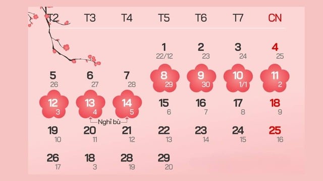 Lịch nghỉ Tết Nguyên đán Giáp Thìn 2024 của học sinh, người lao động Thủ đô
